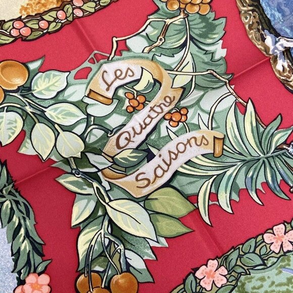 HERMES Carre 90 - Red Green Multi Scarf 306-072525 - Picture 2 of 4